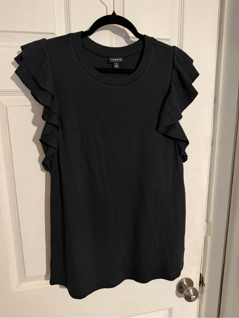 torrid Black Ruffle Sleeve Short-Sleeve Tee